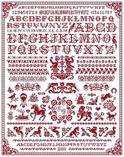 image du marquoir rouge au point de croix 