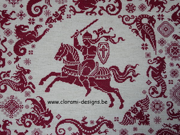 afbeelding van de rode kruissteek merklap Ref 055 Fighting My Demons Sampler van CloRaMi Designs