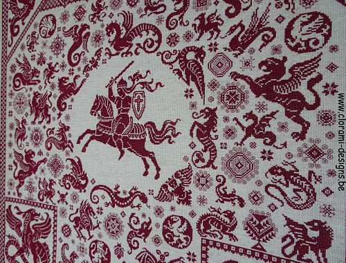 afbeelding van de rode kruissteek merklap Ref 055 Fighting My Demons Sampler van CloRaMi Designs