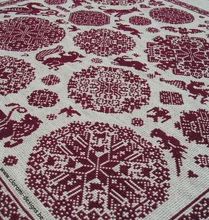 afbeelding van de rode kruissteek merklap Ref 058 Vierlanden Bubbles van CloRaMi Designs